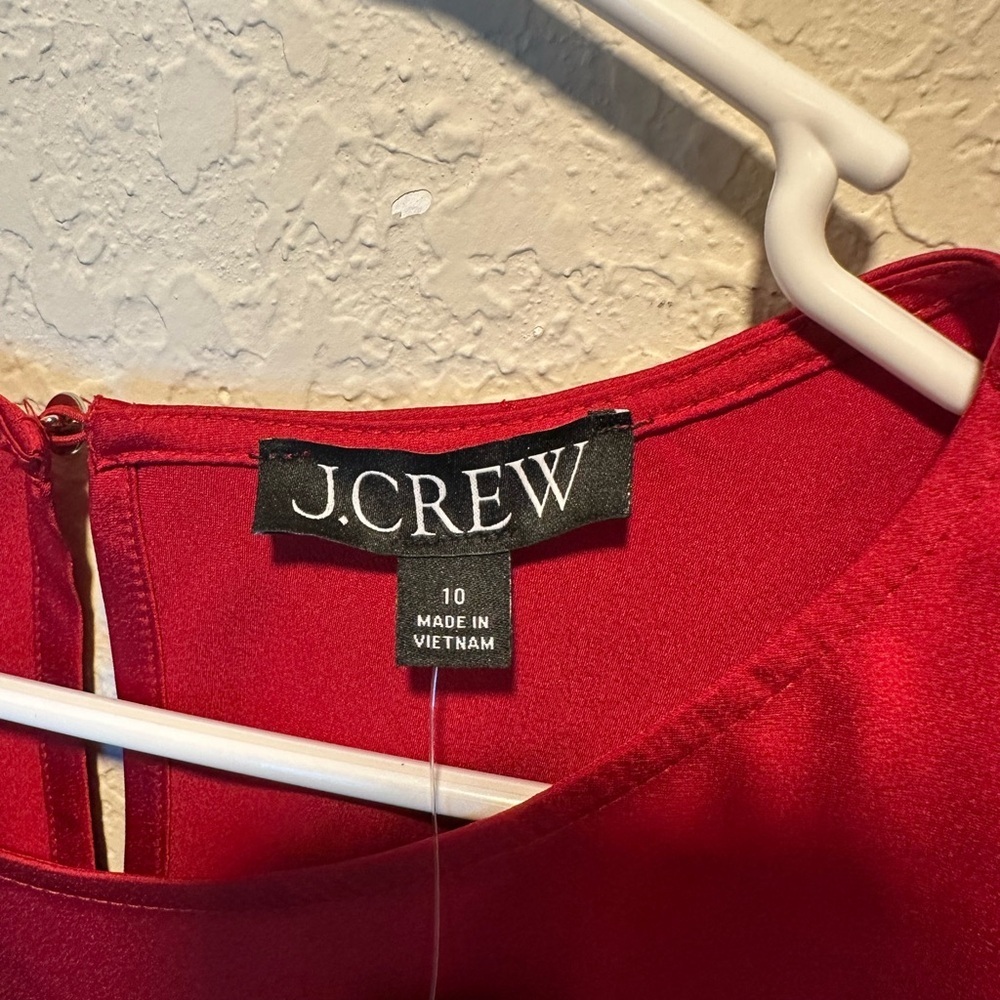 NWT J. Crew Red Ruffle Sleeve Dress Women’s Size 10 - Picture 5 of 9